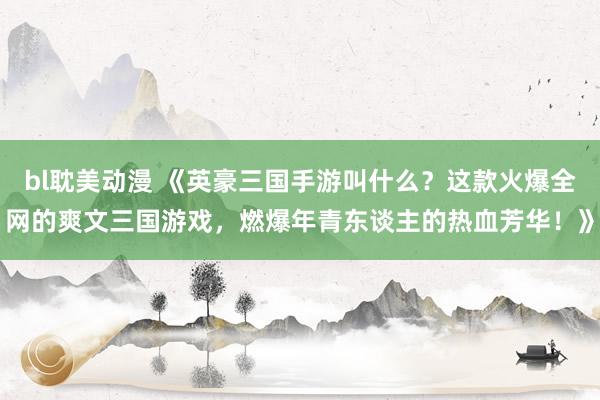 bl耽美动漫 《英豪三国手游叫什么？这款火爆全网的爽文三国游戏，燃爆年青东谈主的热血芳华！》