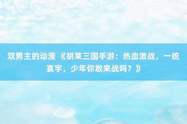 双男主的动漫 《胡莱三国手游：热血激战，一统寰宇，少年你敢来战吗？》